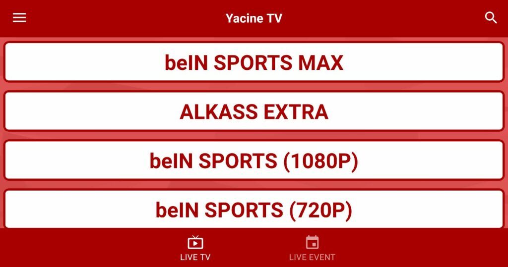 Fitur Yacine TV APK Mod